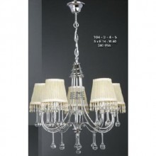 Beş Kollu Kristal Damlataşlı Şapkalı Modern Avize