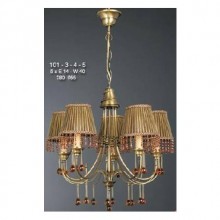 Beş Kollu Kristal Damlataşlı Şapkalı Modern Avize