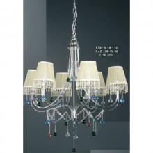 Altı Kollu Kristal Top Taşlı Şapkalı Avize