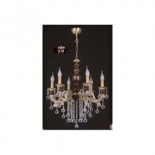 Yunus Altı Kollu Kristal Taşlı Ahşaplı Avize