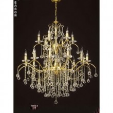 Baron Kristal Taşlı Pirinç Avize