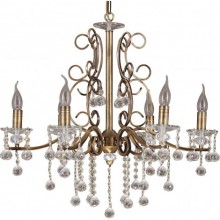 Bella Kristal Taşlı Altılı Altın Renkli Avize