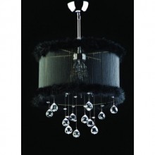 Kristal Taşlı Tüylü Abajur - Siyah