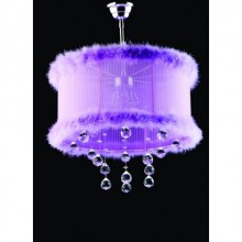 Tüylü Kristal Taşlı Abajur