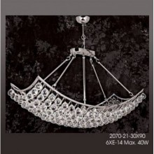 Global Altılı Kristal Taşlı Büyük Boy Avize