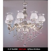 casting Sekiz Kollu Kristal Taşlı ve Camlı Avize