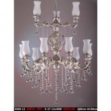 casting Oniki Kollu Kristal Taşlı ve Camlı Avize