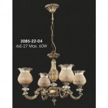 Kral Dört Kollu Camlı Altın Renkli Avize