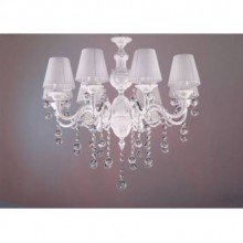 Bianco Sekiz Kollu Kristal Taşlı Beyaz Şapkalı Avize