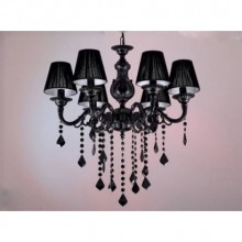 Nero Altı Kollu Kristal Taşlı Siyah Şapkalı Avize