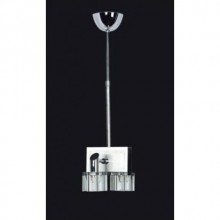 Rodos 2'li Kristal Camlı Krom Modern Sarkıt Avize