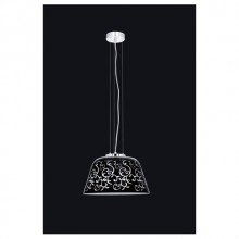 Motif Büyük Tekli-Dekoratif Desenli ve Siyah Renk Camlı Krom Gövdeli Modern Sarkıt Avize