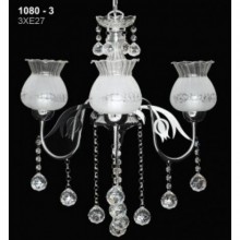 Safir 3 kollu Kristal Taşlı ve Camlı Modern Avize