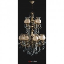 Hürrem 8+4 Kollu Kristal Taşlı ve Camlı Avize