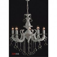 Üzüm 5 Kollu Kristal Taşlı ve Camlı Beyaz Avize