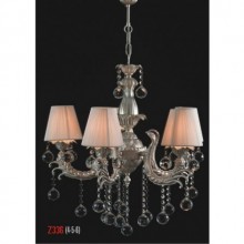 Üzüm 5 Kollu Kristal Taşlı ve Şapkalı Gümüş Renkli Avize