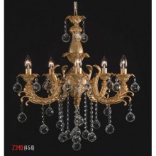 Üzüm 5 Kollu Kristal Taşlı Mat Sarı Renkli Avize