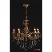 Hürrem 5 Kollu Kristal Taşlı Mat Sarı Renkli Avize