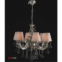 Hürrem 5 Kollu Kristal Taşlı ve Şapkalı Gümüş Renkli Avize