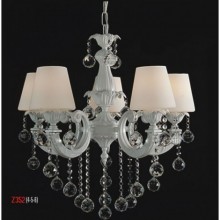 Hürrem 5 Kollu Kristal Taşlı ve Camlı Beyaz Renkli Avize