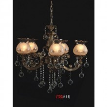 Üzüm 5 Kollu Kristal Taşlı ve Camlı Eskitme Avize