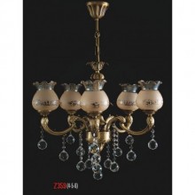 Kobra 5 Kollu Kristal Taşlı ve Camlı Eskitme Avize