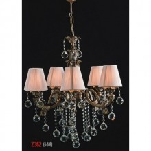 Şelale 5 Kollu Kristal Taşlı ve Şapkalı Eskitme Avize