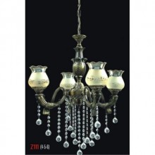 Şelale 5 Kollu Kristal Taşlı ve Camlı Eskitme Avize