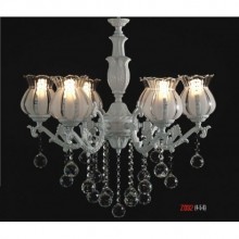 Nisa 5 Kollu Kristal Taşlı ve Camlı Beyaz Renkli Avize