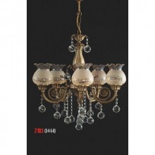 Sarmaşık 5 Kollu Kristal Taşlı ve Camlı Eskitme Avize