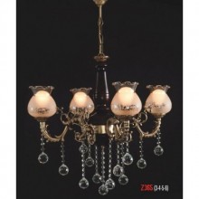 Destina 5 Kollu Kristal Taşlı Ahşaplı Eskitme Avize