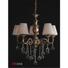 S Kollu 5'li Kristal Taşlı ve Şapkalı Eskitme Avize