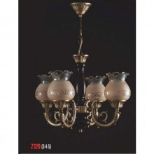 Lale 5 Kollu Kristal Taşlı ve Ahşaplı Eskitme Avize