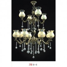 Bera 8+4 Katlı Kollu Kristal Taşlı ve Camlı Eskitme Avize