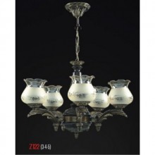 Yunus 5 Kollu Kristal Taşlı ve Camlı Eskitme Avize