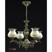 Yunus 4 Kollu Kristal Taşlı ve Camlı Eskitme Avize