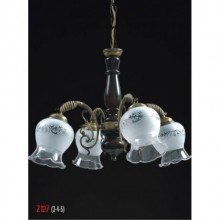 Dragon 4 Kollu Camlı Ahşaplı Eskitme Avize