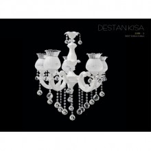 Destan kısa 5´li Taşlı Avize (Beyaz)