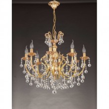 Havuzlu 8 Kollu Kristal Taşlı Altın Renkli Avize