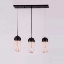 Bakır Telli Sıralı 3´lü Sarkıt (Bakır-Siyah)